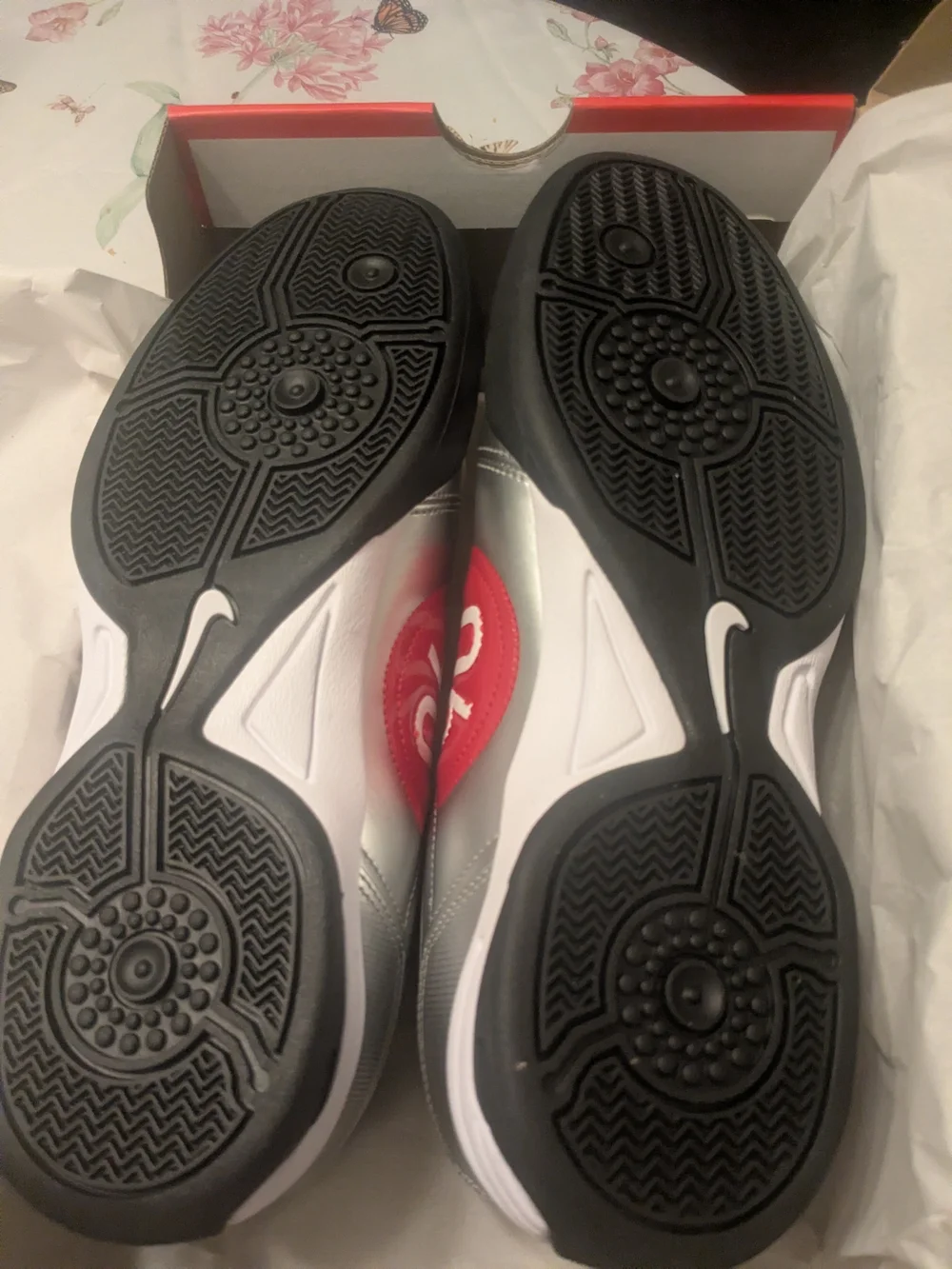 Nike Women's Silver & Red Metallic Shoes